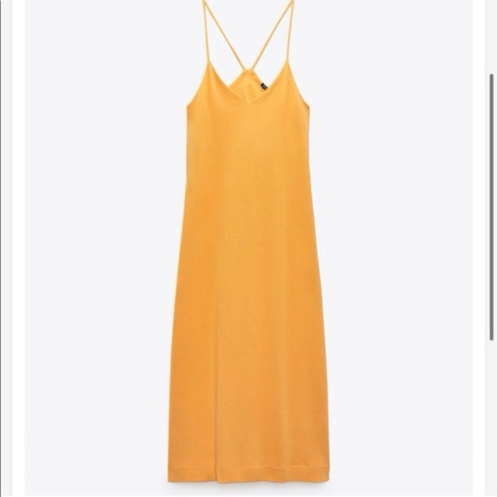 Zara Orange/Yellow Spaghetti Strap Dress, Size M - Picture 5 of 7